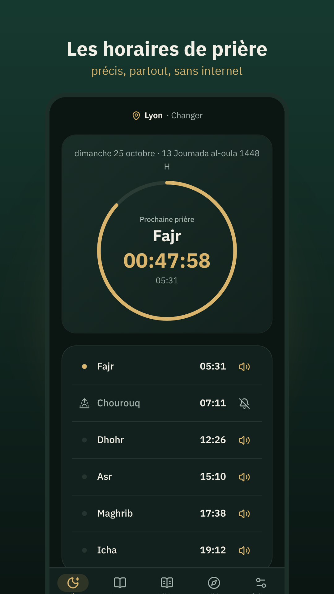 Horaires de prière
